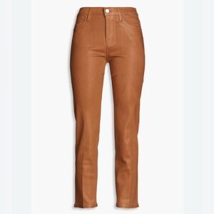 Le High cropped coated high-rise straight-leg jeans
FRAME 
Le High Straight Pant
